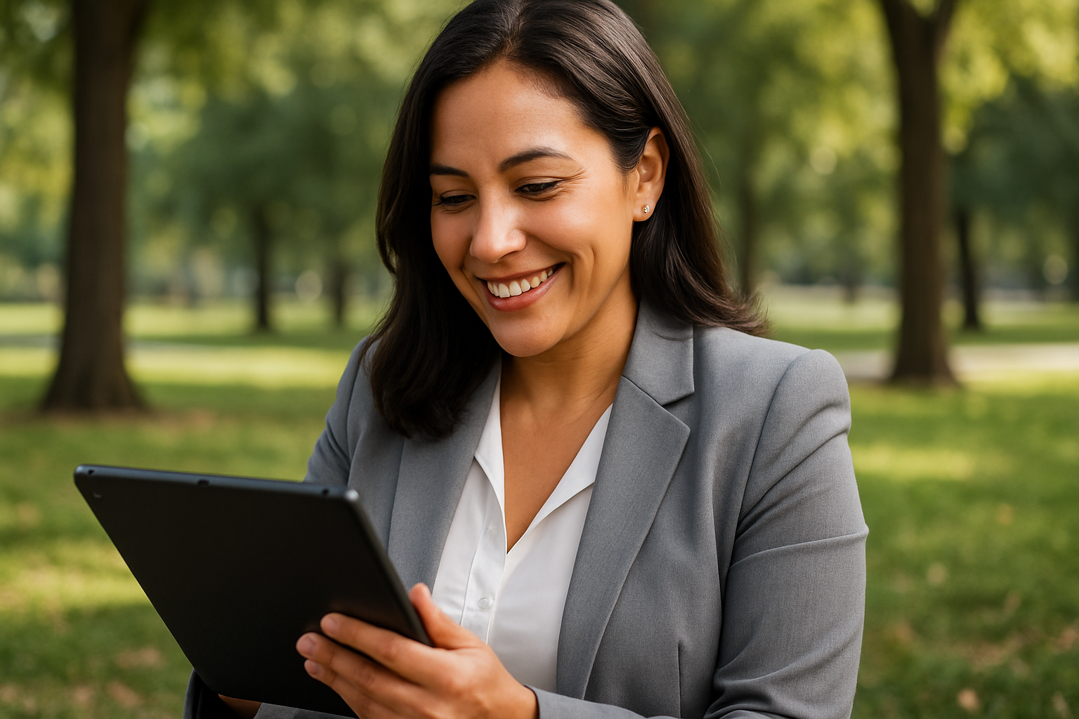 more photorealistic and make her wearing more professional clothing